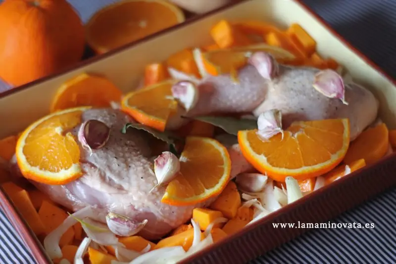 Pollo con calabaza,