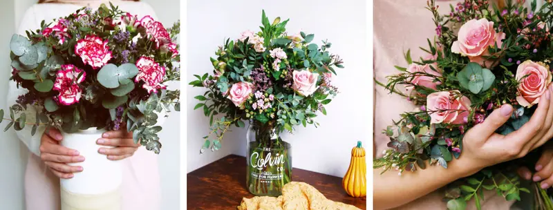 Auto regalarse flores rosas y claveles
